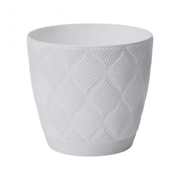 Doniczka z podstawą Flow Petit Eco Recycled 13 biała