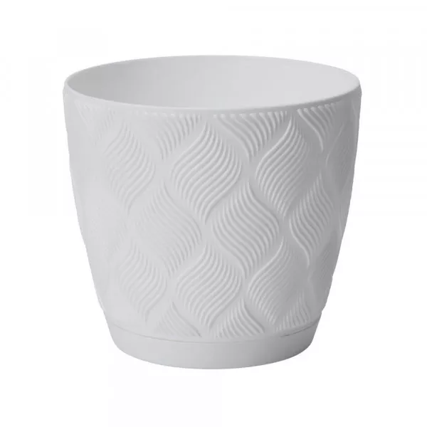 Doniczka z podstawą Flow Petit Eco Recycled 13 biała