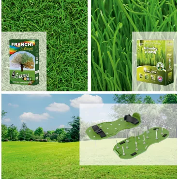 Idealny pakiet trawnikowy: nasiona trawnika na 4 pory roku, aerator i nawóz organiczny
