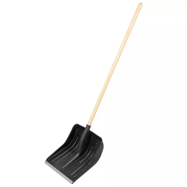 Łopata do śniegu plastikowa, rączka drewniana, felga aluminiowa 400x420 mm
